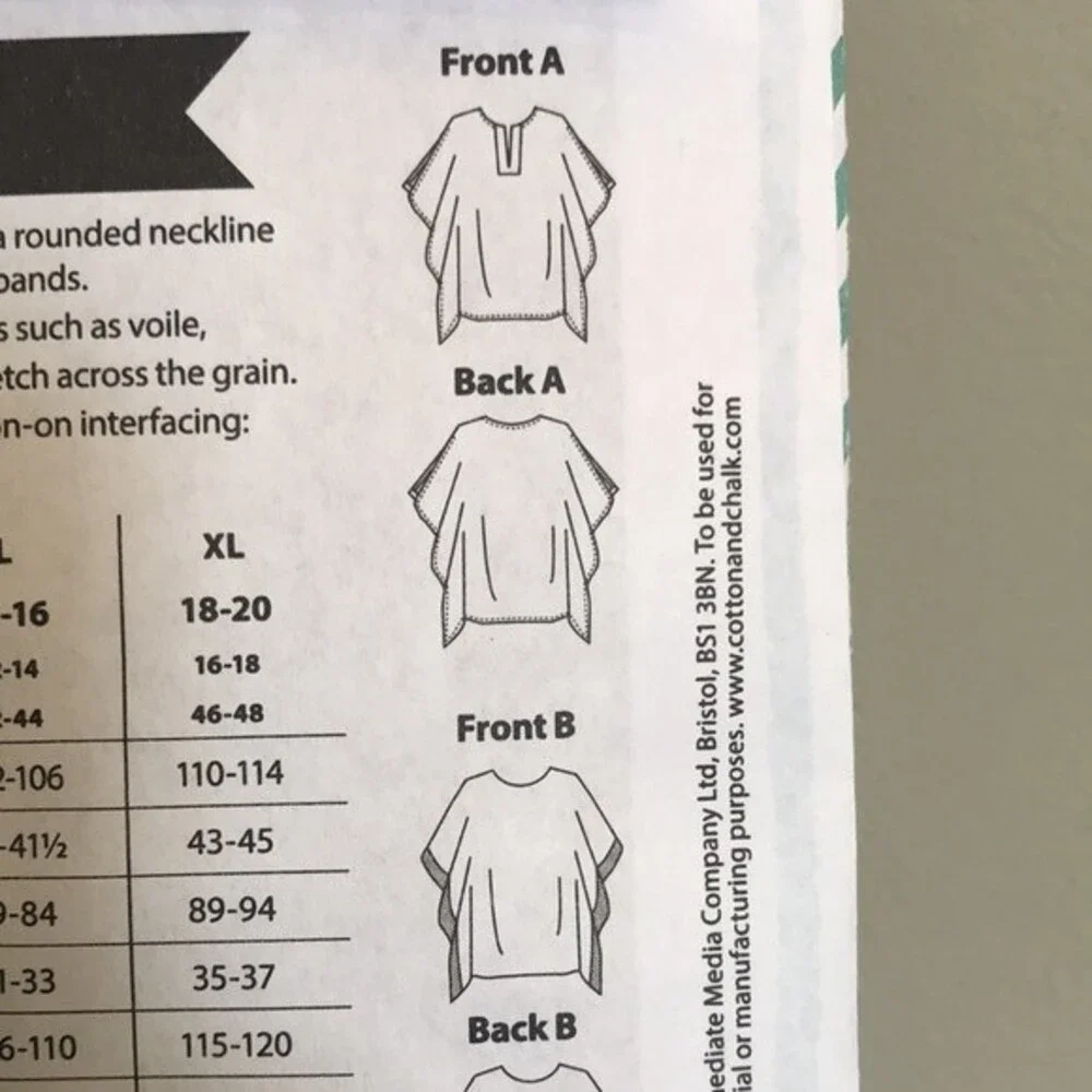 Cotton & Chalk Kimona Tops Sewing Pattern The Holiday Set sz 6-20 (US 4-18) NWT